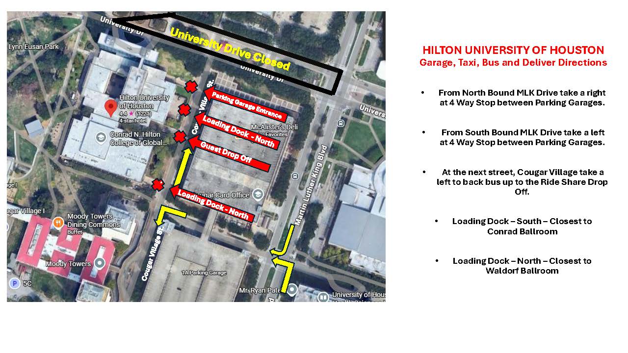 UH Hilton – Directions to Garage, Guest Drop-Off, and Loading Docks