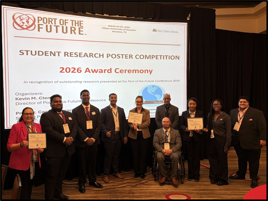 Student presenting research poster